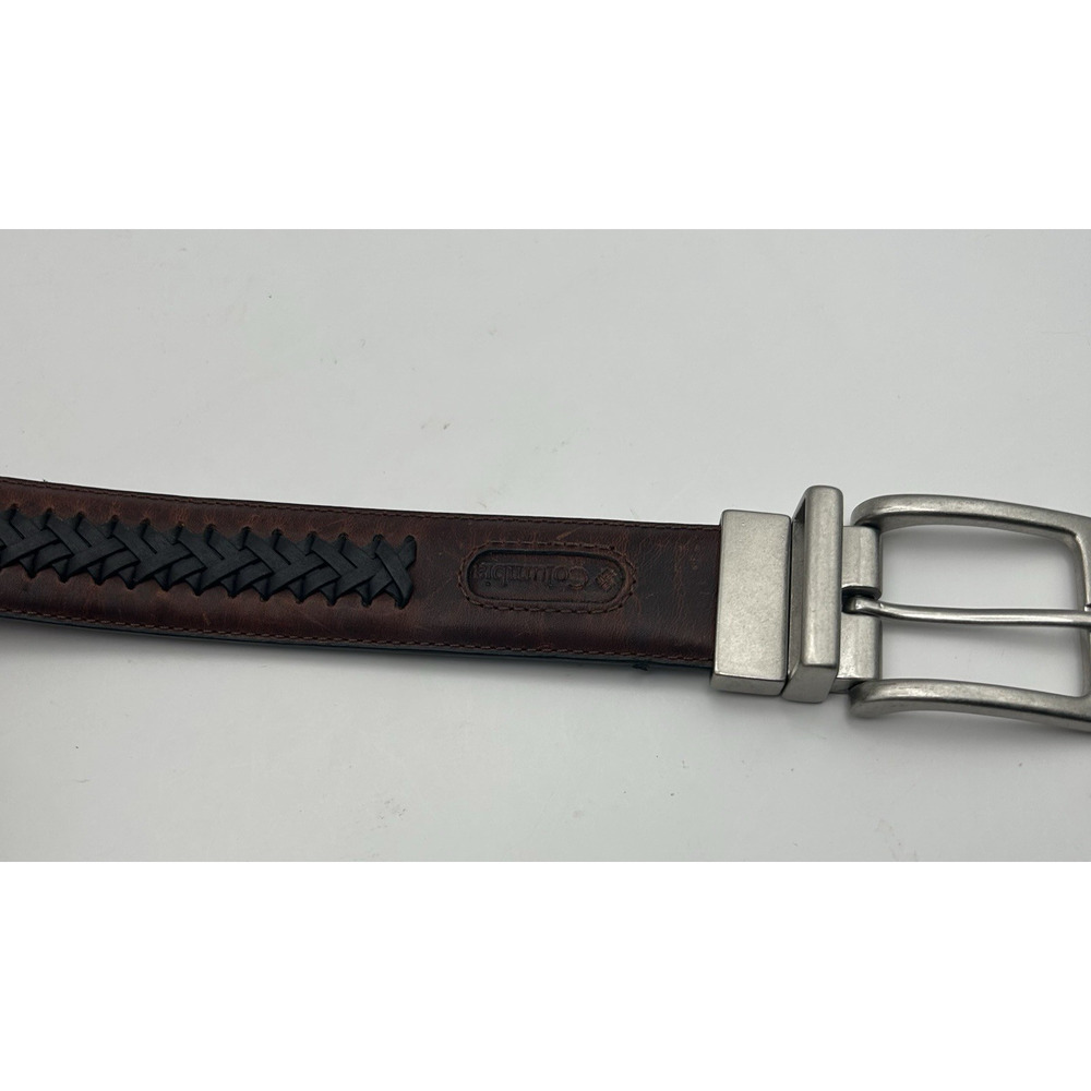 Columbia Braided Leather Trim Two Tone Men's Belt Sz 32‎ Reversible NEW